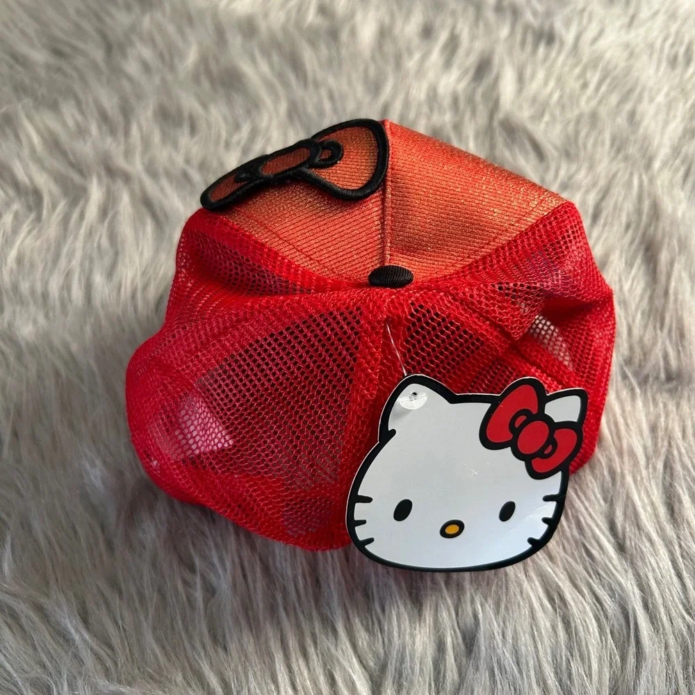 Hello Kitty Baseball Cap Girls‎ Red Sparkly Cat Hat Adjustable Back